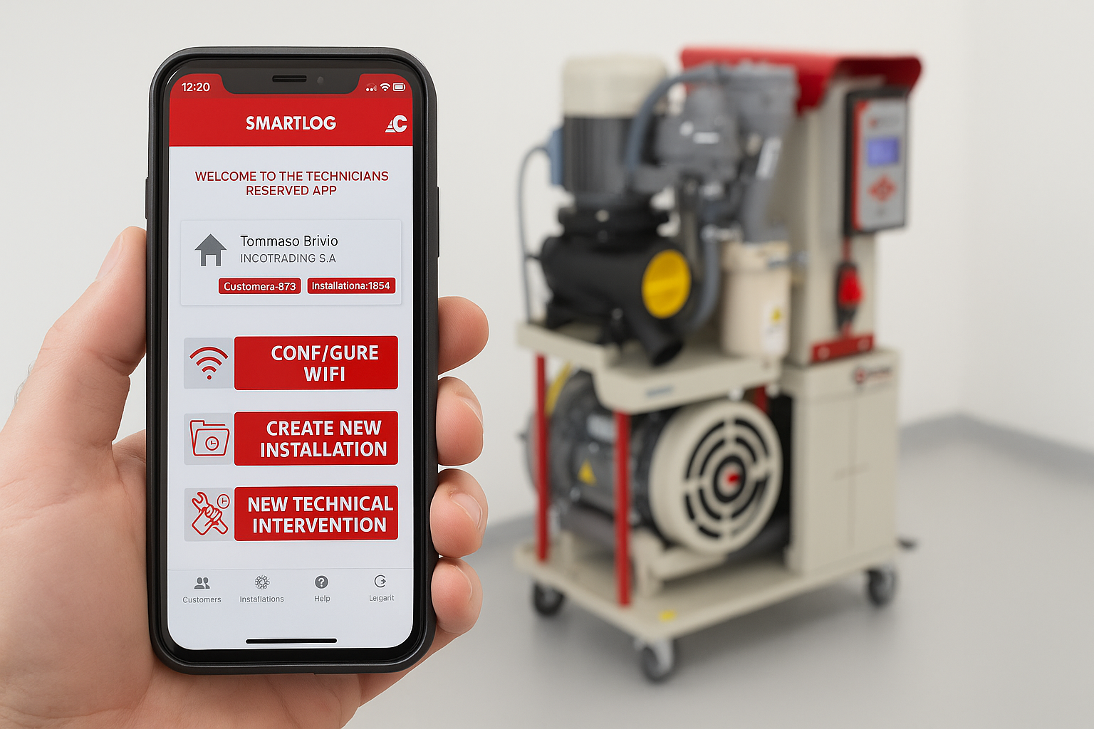 Aplicación SmartLog controlando los equipos Cattani